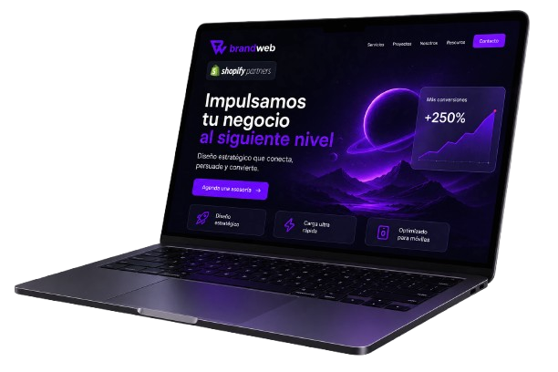 Computador BrandWeb mostrando una experiencia web